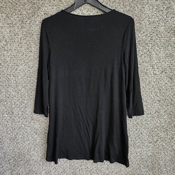 Chicos Top Womens 0 US Small Black Tunic Pockets Scoop Neck Stretch Rayon Ladies - Picture 7 of 7